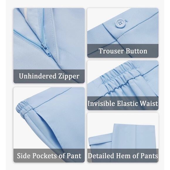 Kelyaa Women's 2 Piece Slim Fit Light Blue Suit, Small Jacket/Medium Pant - Picture 3 of 6